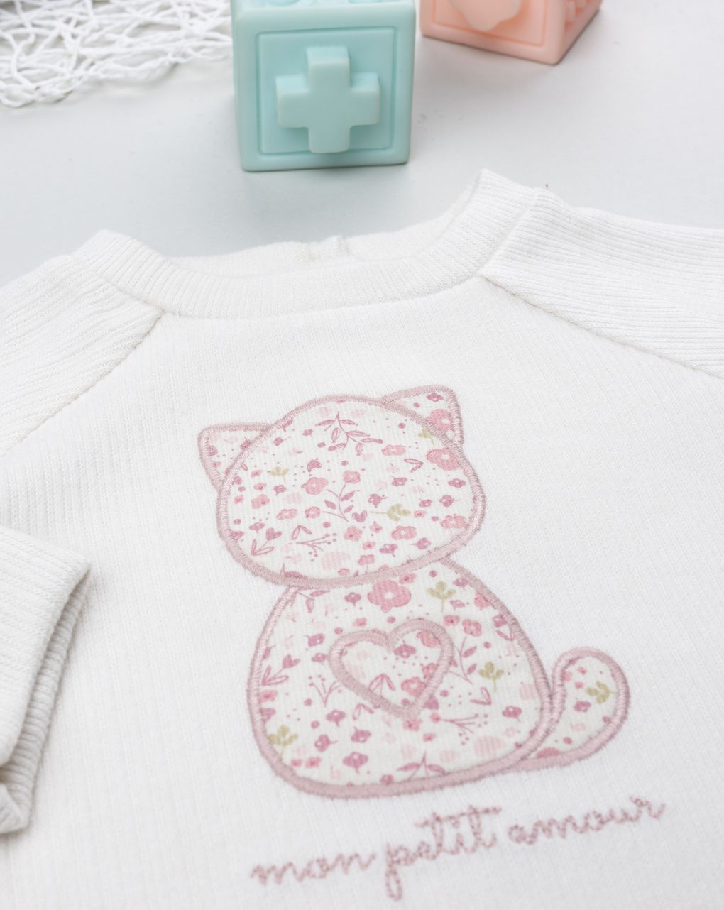βρεφική μπλούζα φούτερ λευκή petit amour για κορίτσι - Prénatal