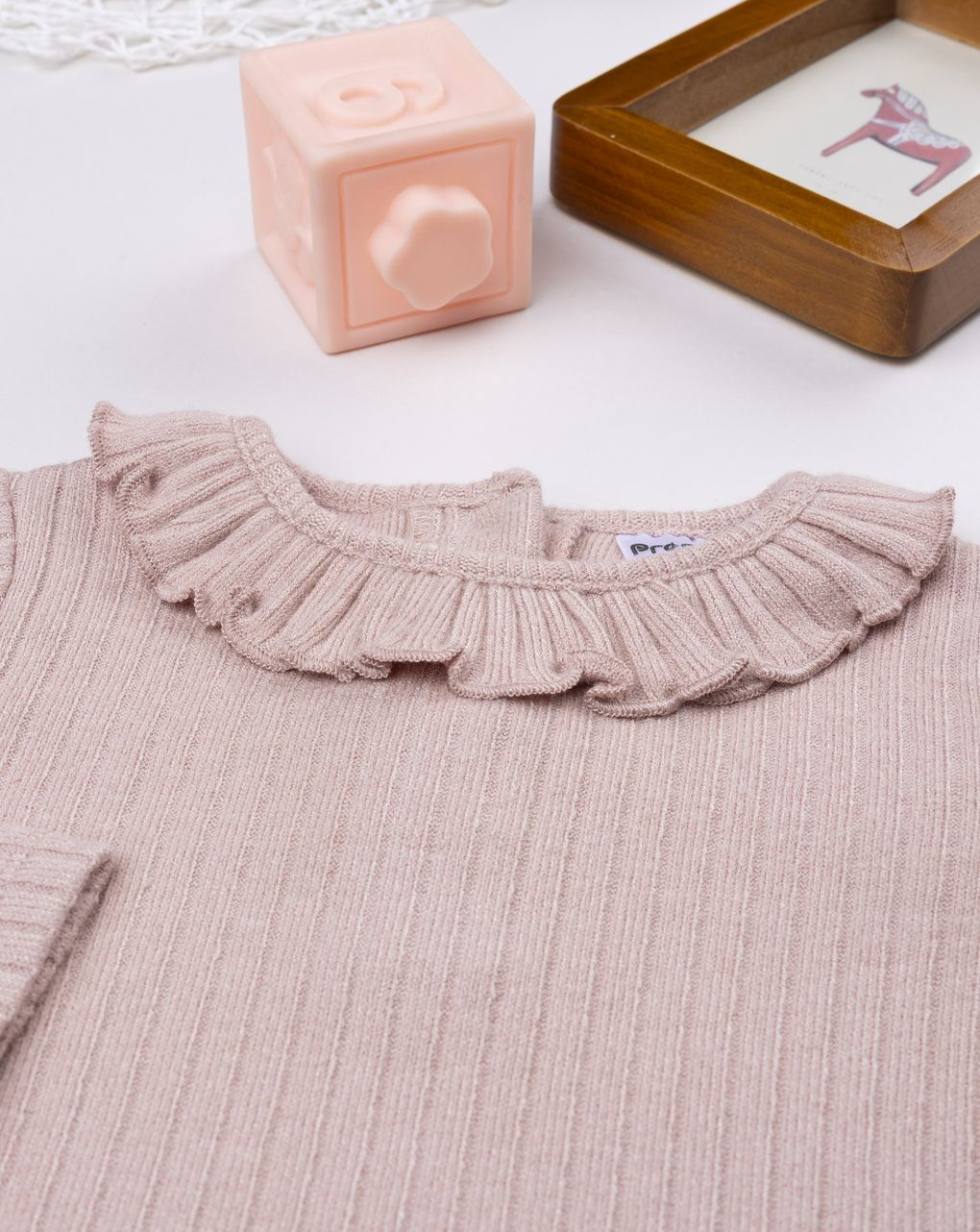 βρεφική μπλούζα ροζ ριμπ για κορίτσι - Prénatal