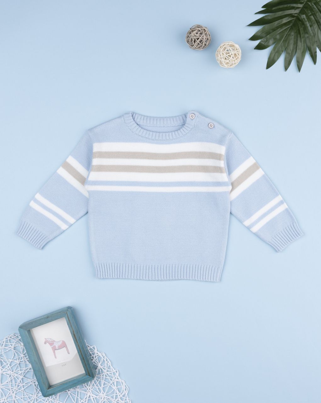 βρεφικό πουλόβερ γαλάζιο ριγέ για αγόρι
