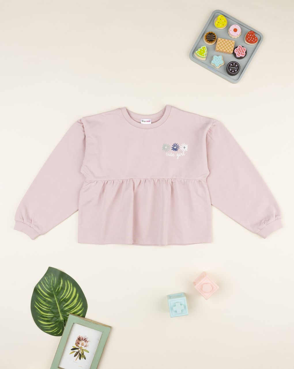 παιδική μπλούζα φούτερ ροζ με μαργαρίτες για κορίτσι