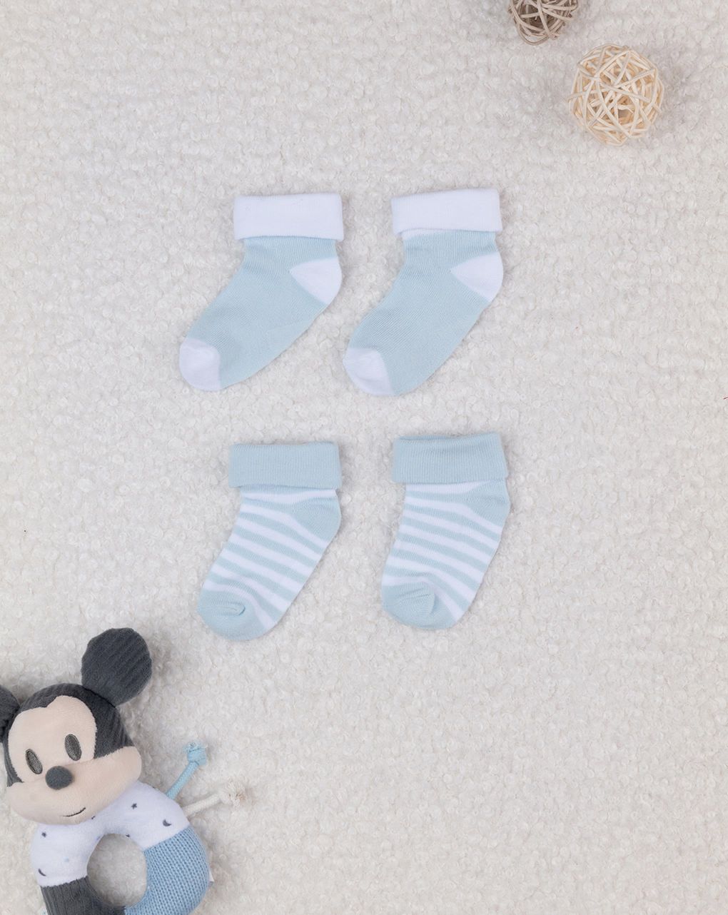 βρεφικά καλτσάκια γαλάζια/λευκά για αγόρι