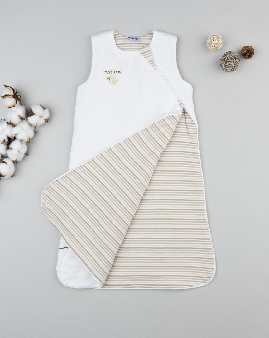 βρεφικός αμάνικος υπνόσακος σενίλ λευκός lion 1.0 tog - Prénatal