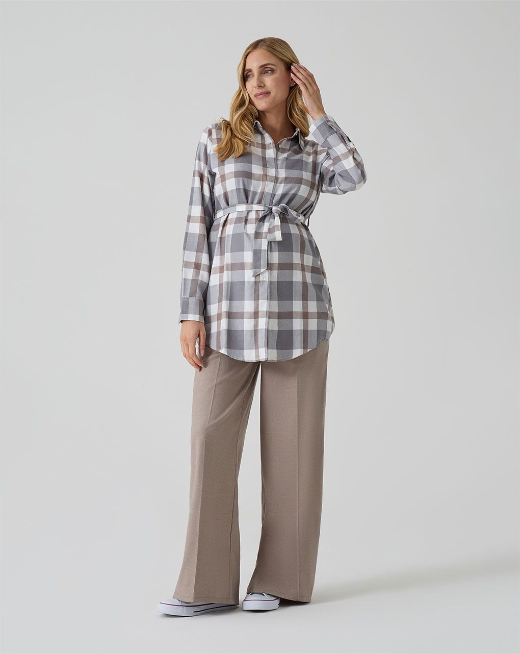 γυναικείο παντελόνι εγκυμοσύνης wide leg μπεζ - Prénatal