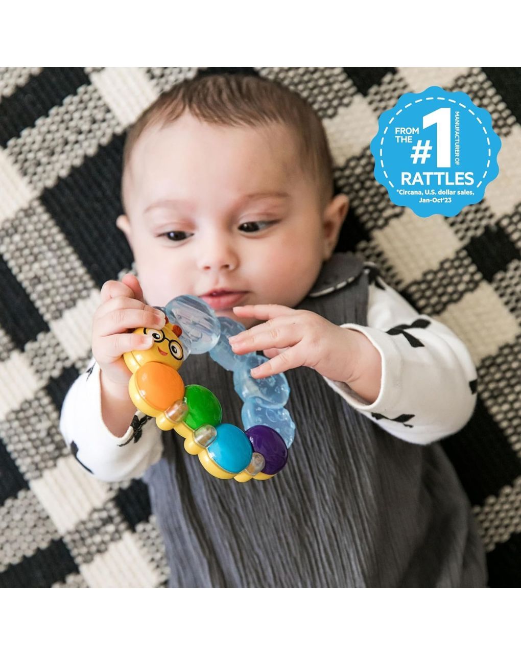 Baby einstein κουδουνίστρα & μασητικό οδοντοφυΐα teether pillar rattle & chill 3m+ - Babyeinstein