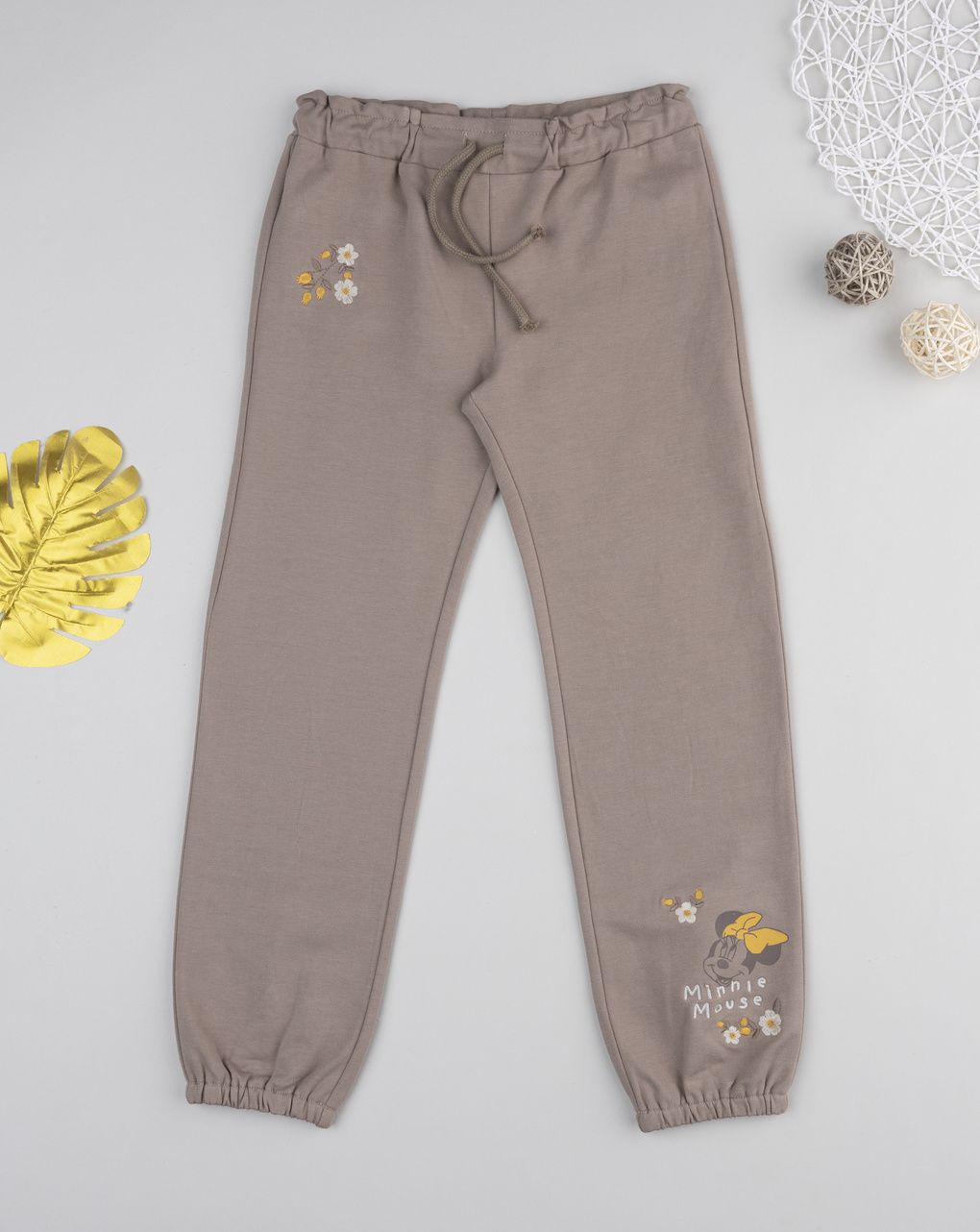 παιδικό παντελόνι φόρμας καφέ minnie για κορίτσι