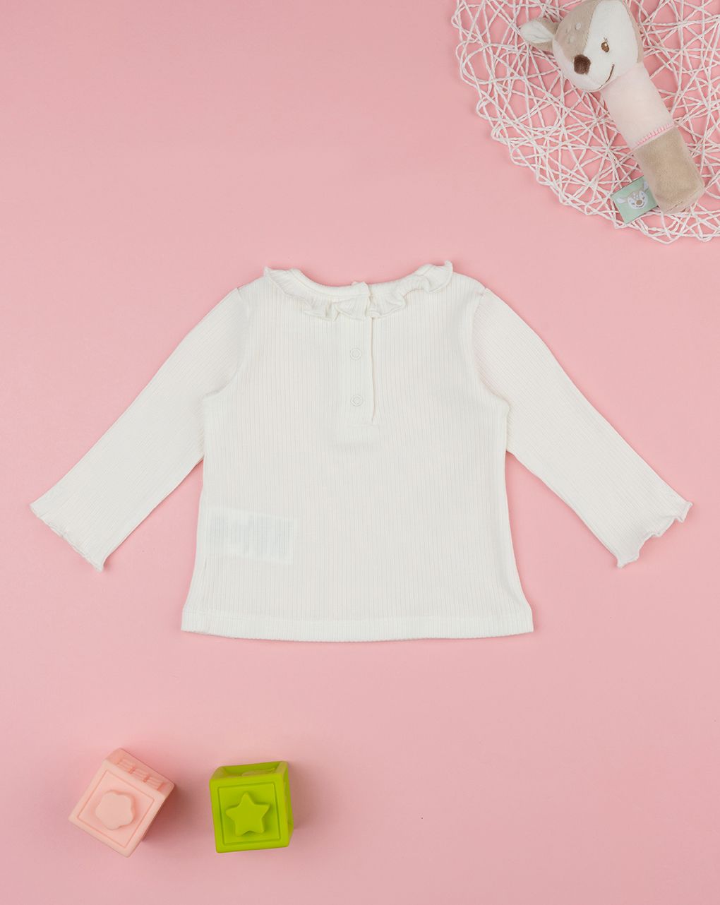 βρεφική μπλούζα λευκή ριμπ για κορίτσι - Prénatal