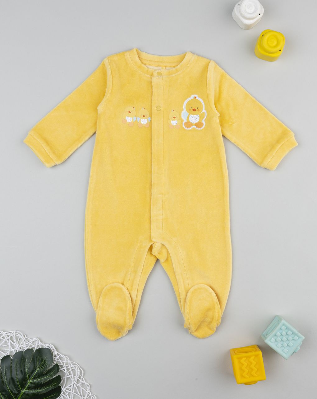 βρεφικό φορμάκι σενίλ κίτρινο baby smile unisex - Prénatal