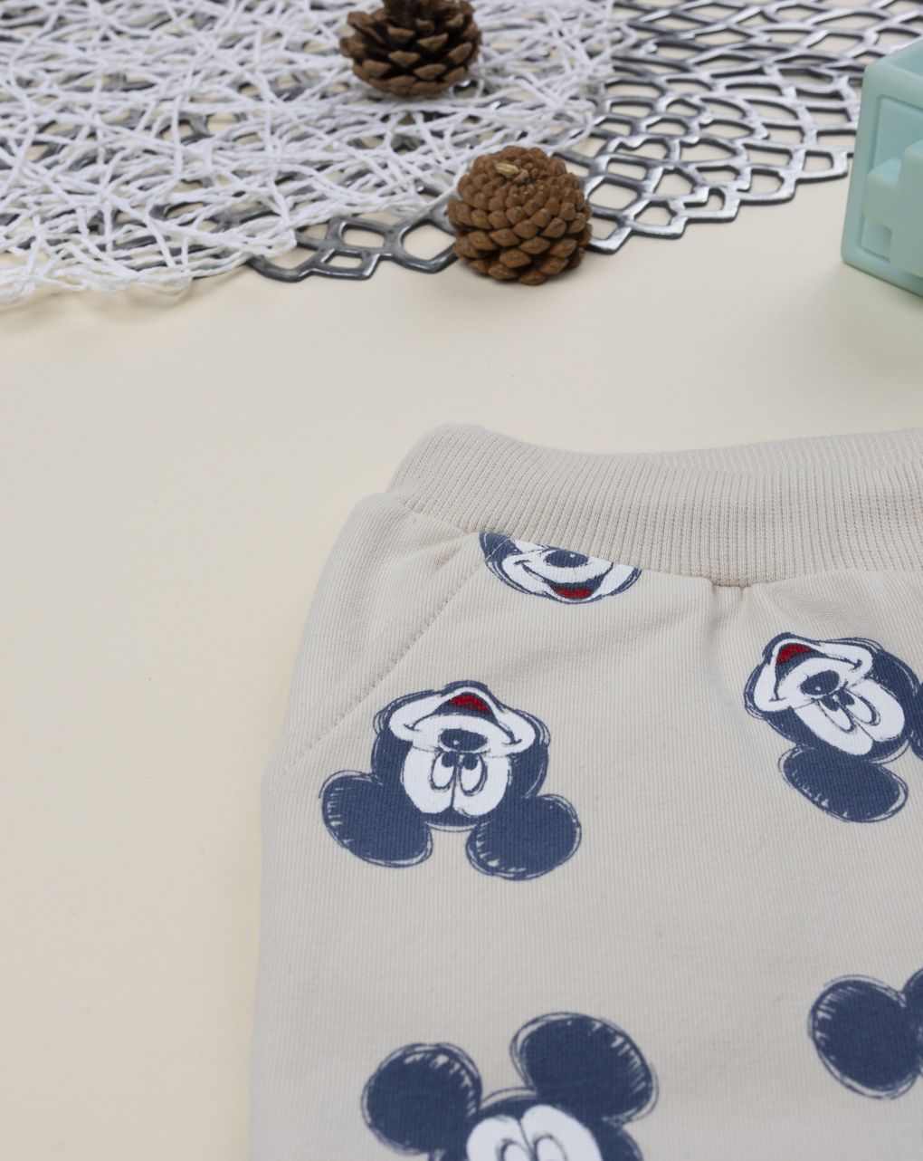 βρεφικό παντελόνι φόρμας μπεζ mickey για αγόρι - Prénatal