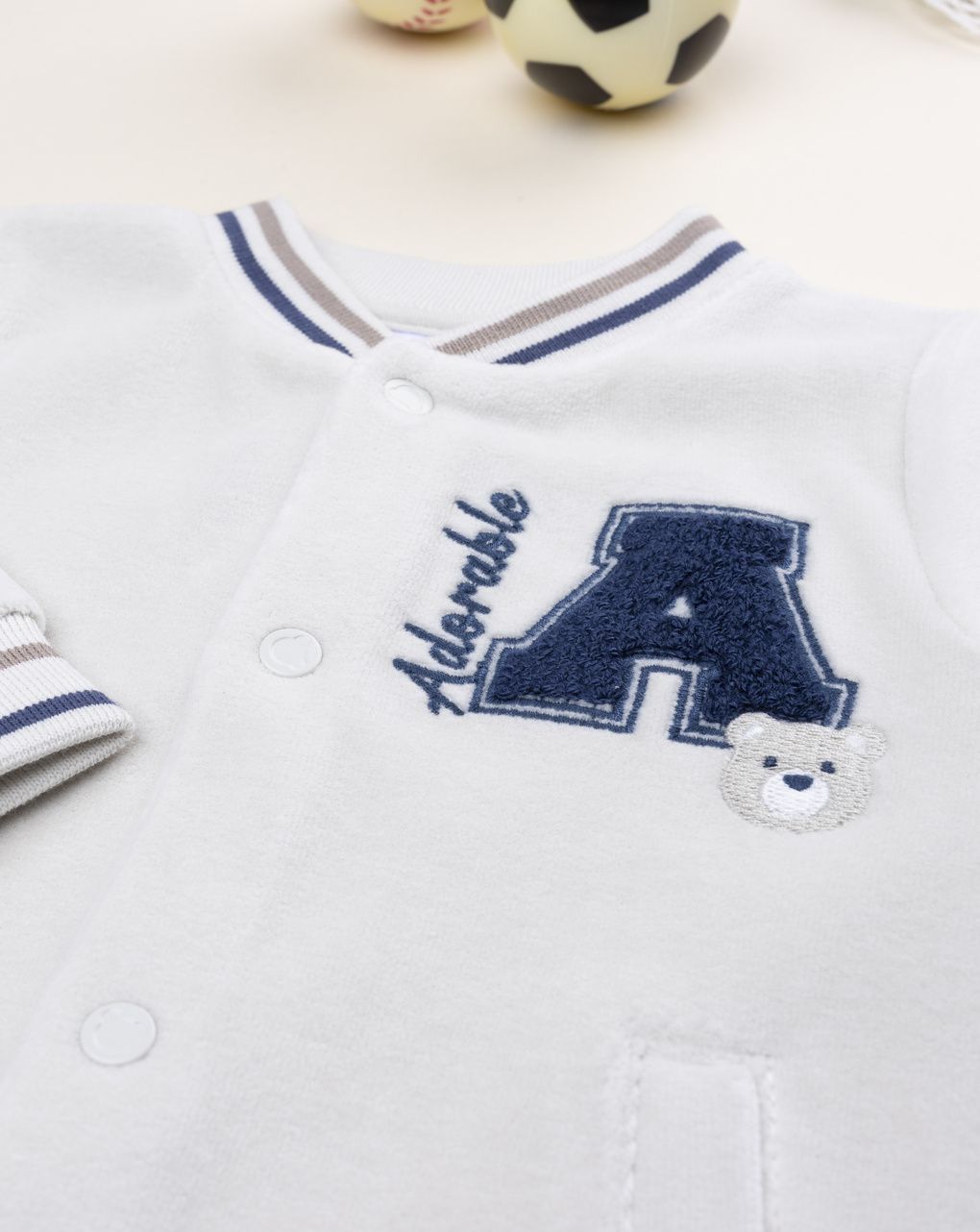 βρεφικό φορμάκι βελουτέ μπεζ adorable για αγόρι - Prénatal