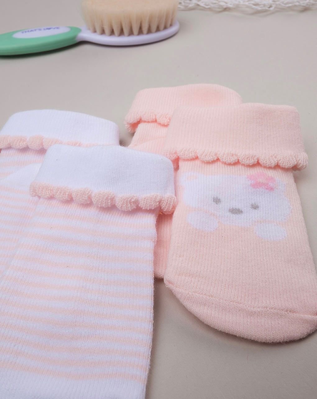 βρεφικά καλτσάκια ροζ/λευκά για κορίτσι - Prénatal