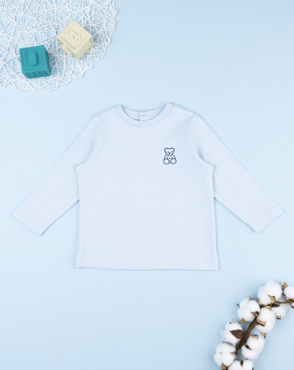 βρεφική μπλούζα γαλάζια με αρκουδάκι για αγόρι