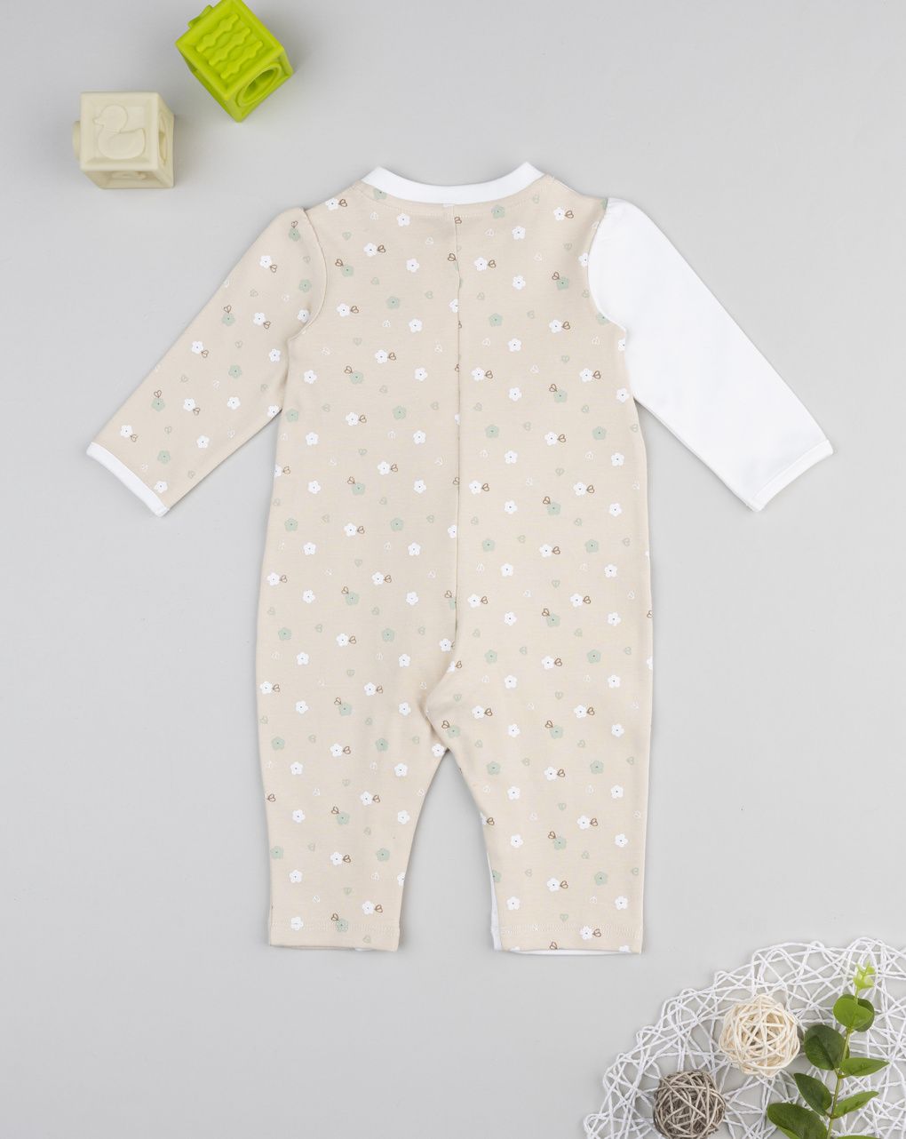 βρεφικό φορμάκι μπεζ/λευκό nature για κορίτσι - Prénatal