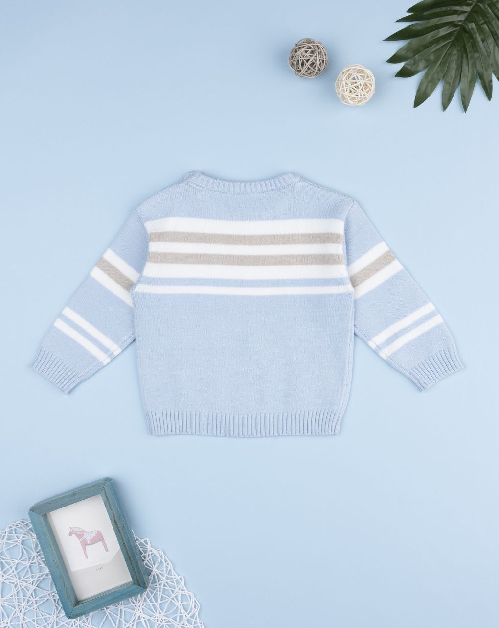 βρεφικό πουλόβερ γαλάζιο ριγέ για αγόρι - Prénatal