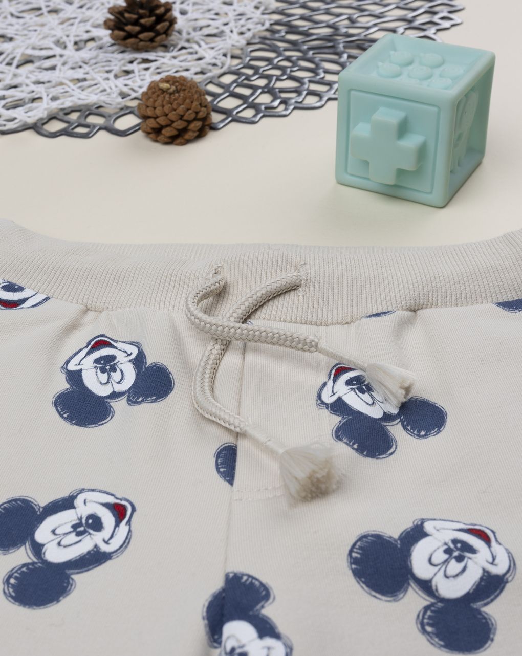 βρεφικό παντελόνι φόρμας μπεζ mickey για αγόρι - Prénatal