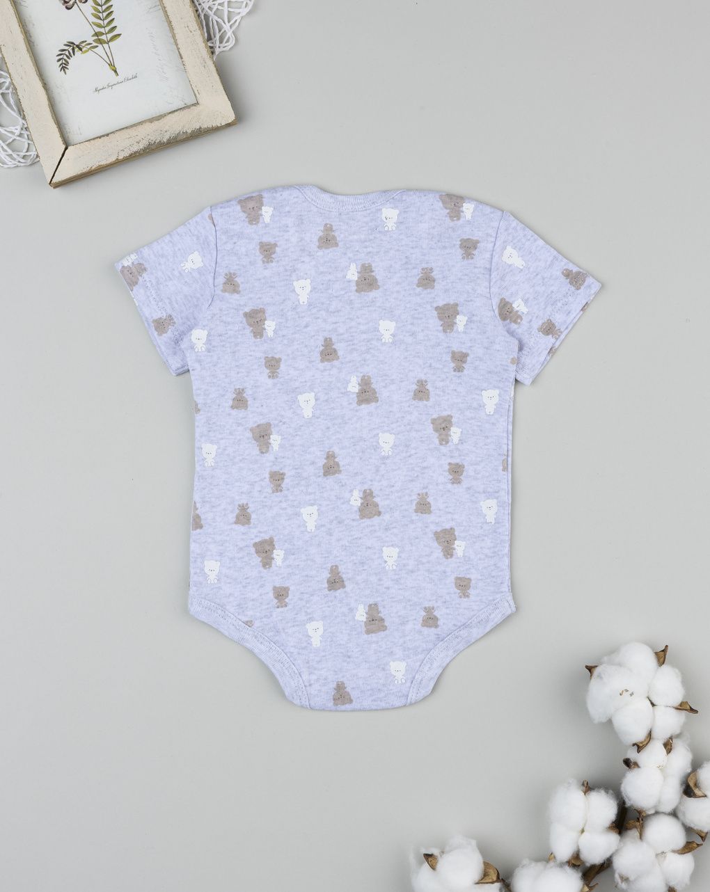 βρεφικό κορμάκι γκρι με αρκουδάκια για αγόρι - Prénatal