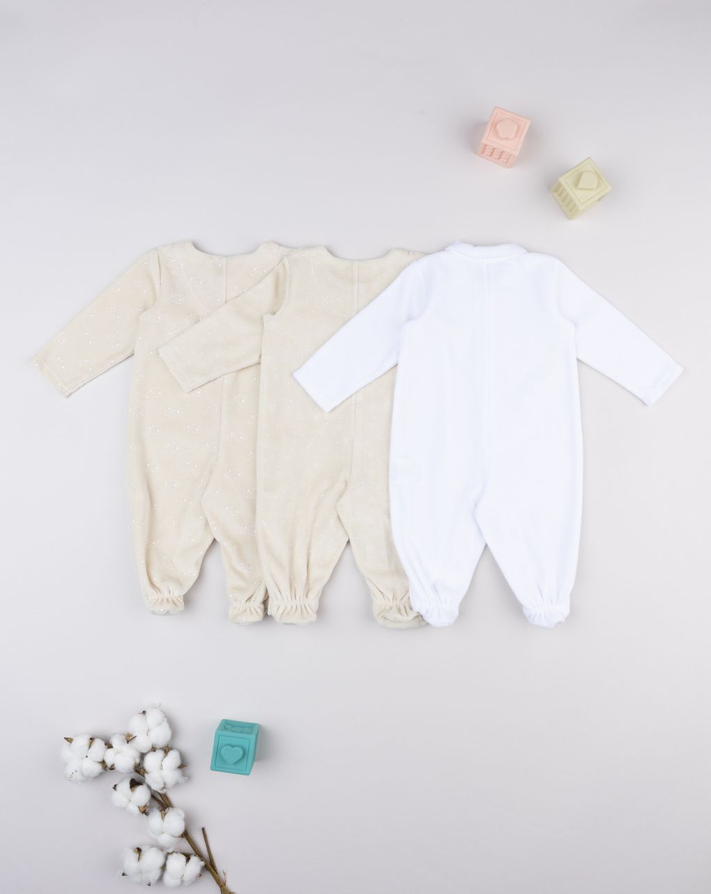 βρεφικά φορμάκια σενίλ με πουλάκια πακέτο x3 για κορίτσι - Prénatal