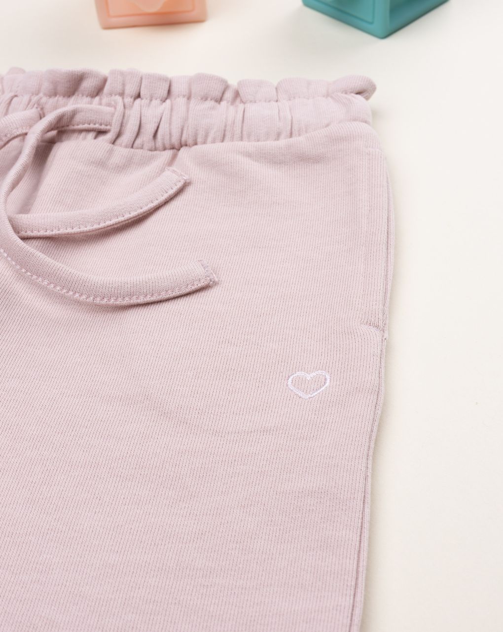 βρεφικό παντελόνι φούτερ ροζ με καρδούλα για κορίτσι - Prénatal