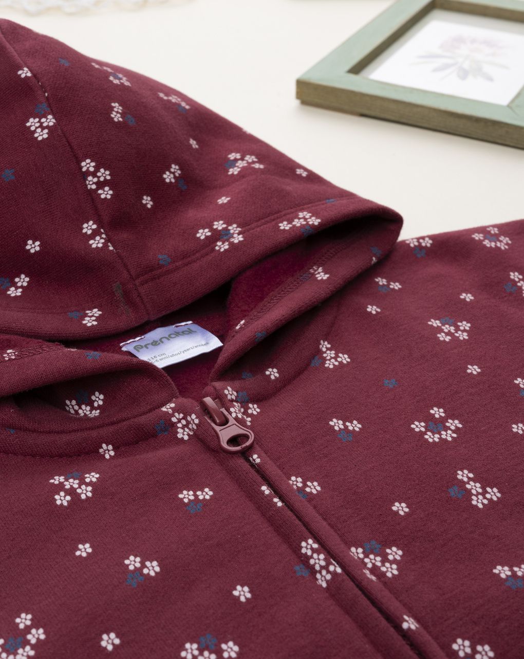 παιδική ζακέτα φούτερ μπορντώ φλοράλ για κορίτσι - Prénatal