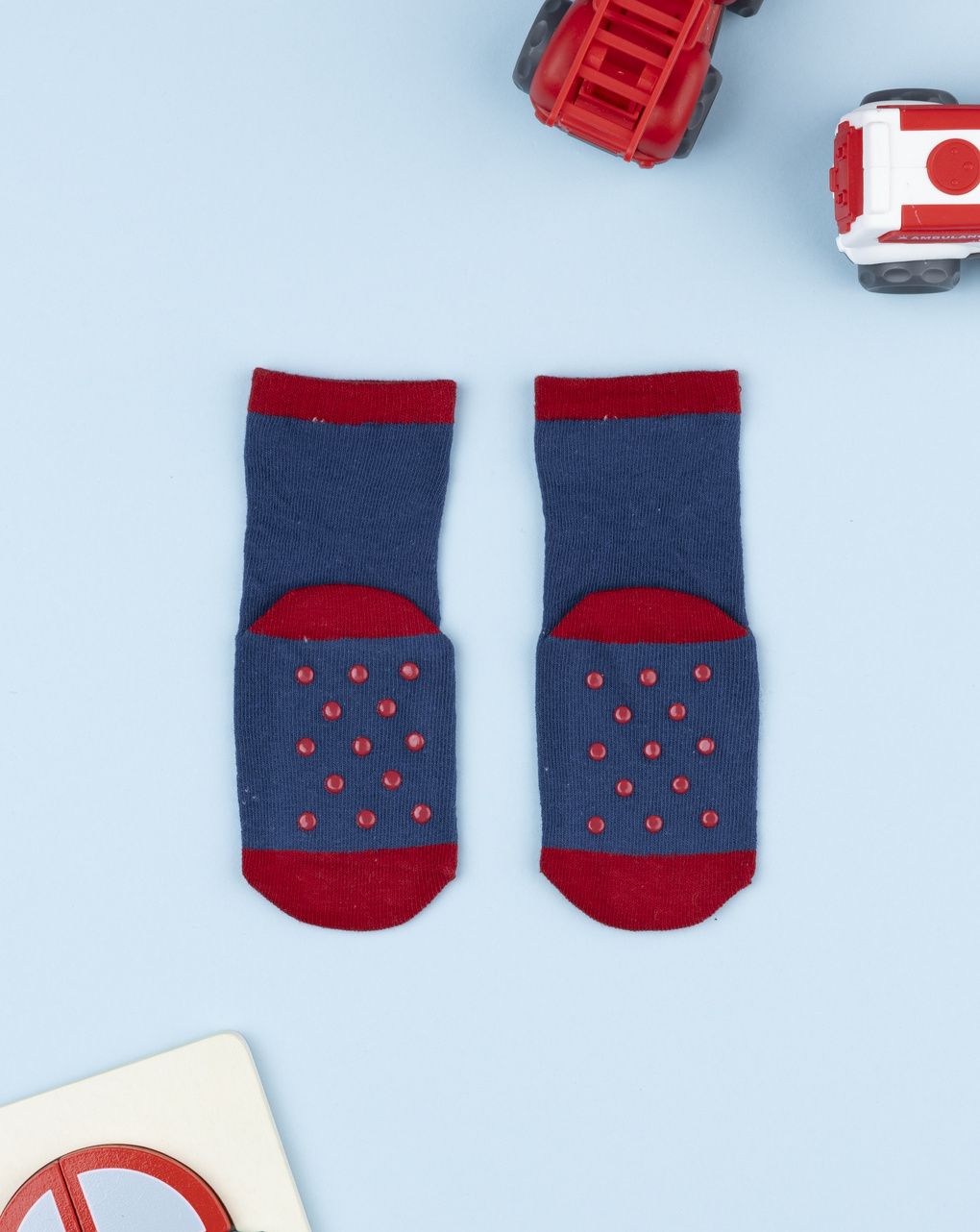 βρεφικές αντιολισθητικές κάλτσες με εκσκαφεά για αγόρι - Prénatal