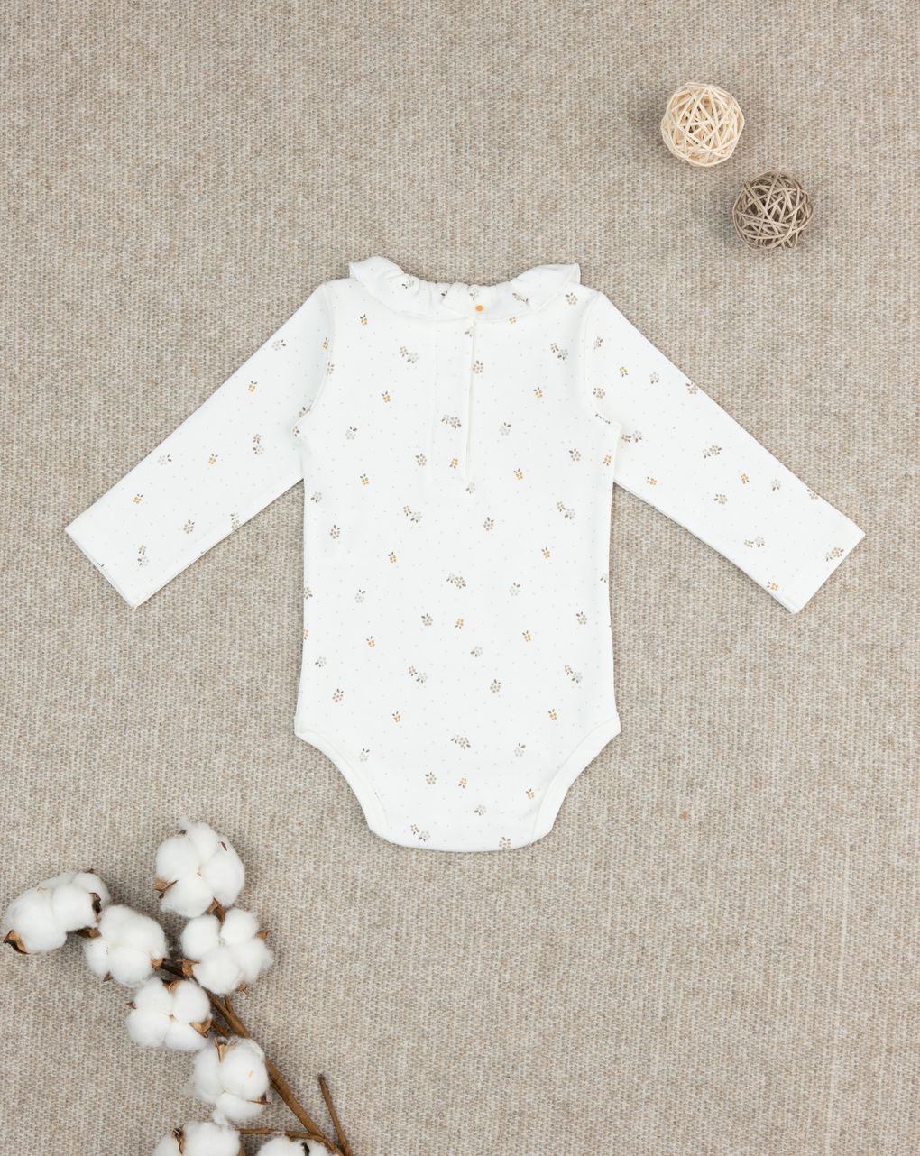 βρεφικό κορμάκι λευκό με λουλούδια για κορίτσι - Prénatal