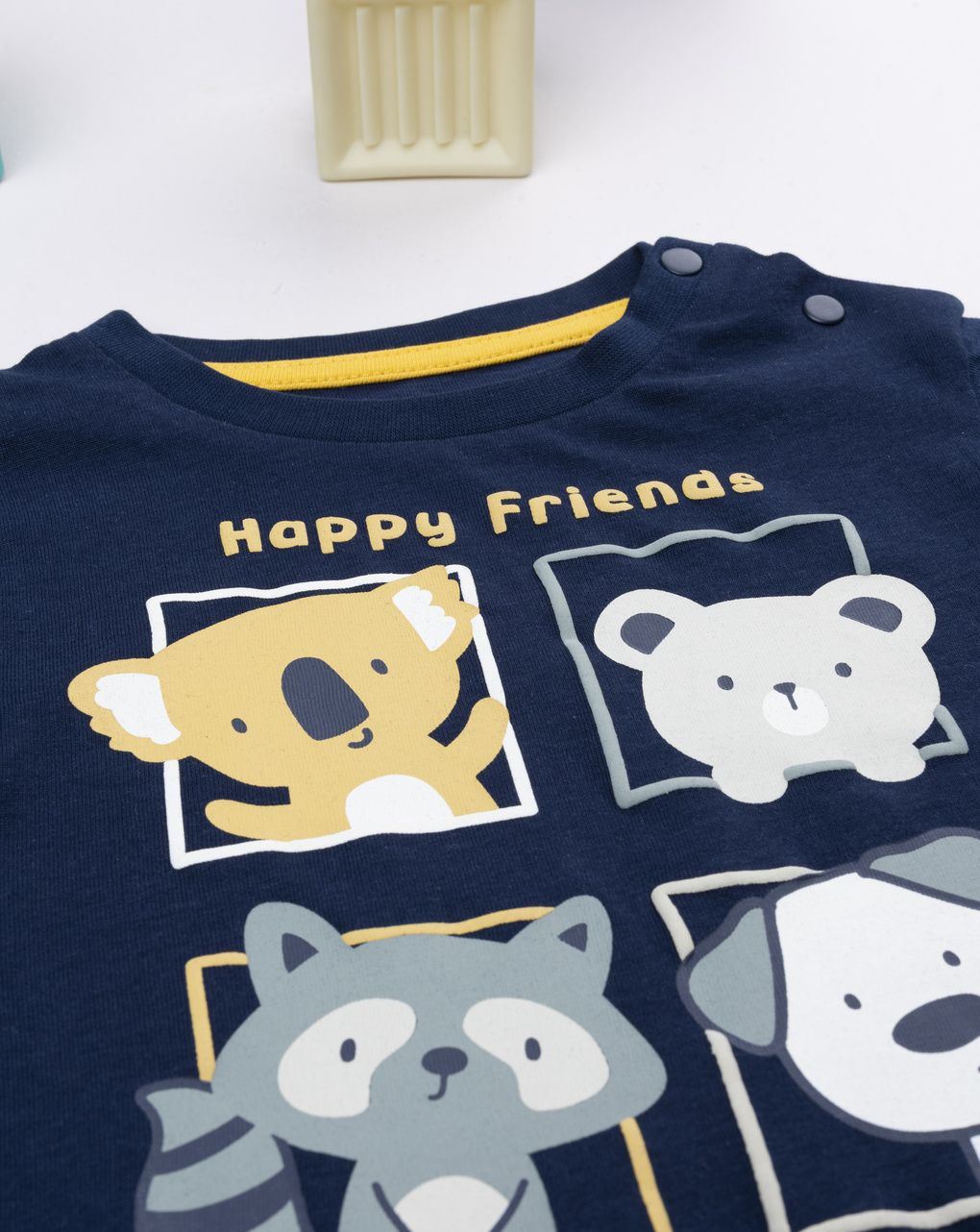 βρεφική μπλούζα μπλε happy friends για αγόρι - Prénatal