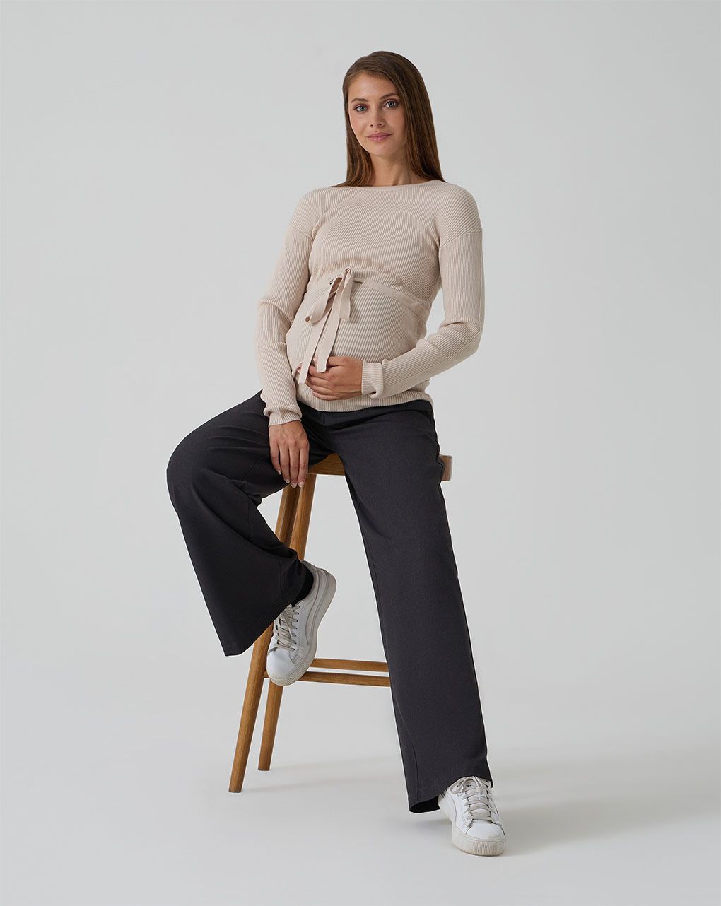 γυναικεία μπλούζα εγκυμοσύνης μπεζ ριμπ - Prénatal