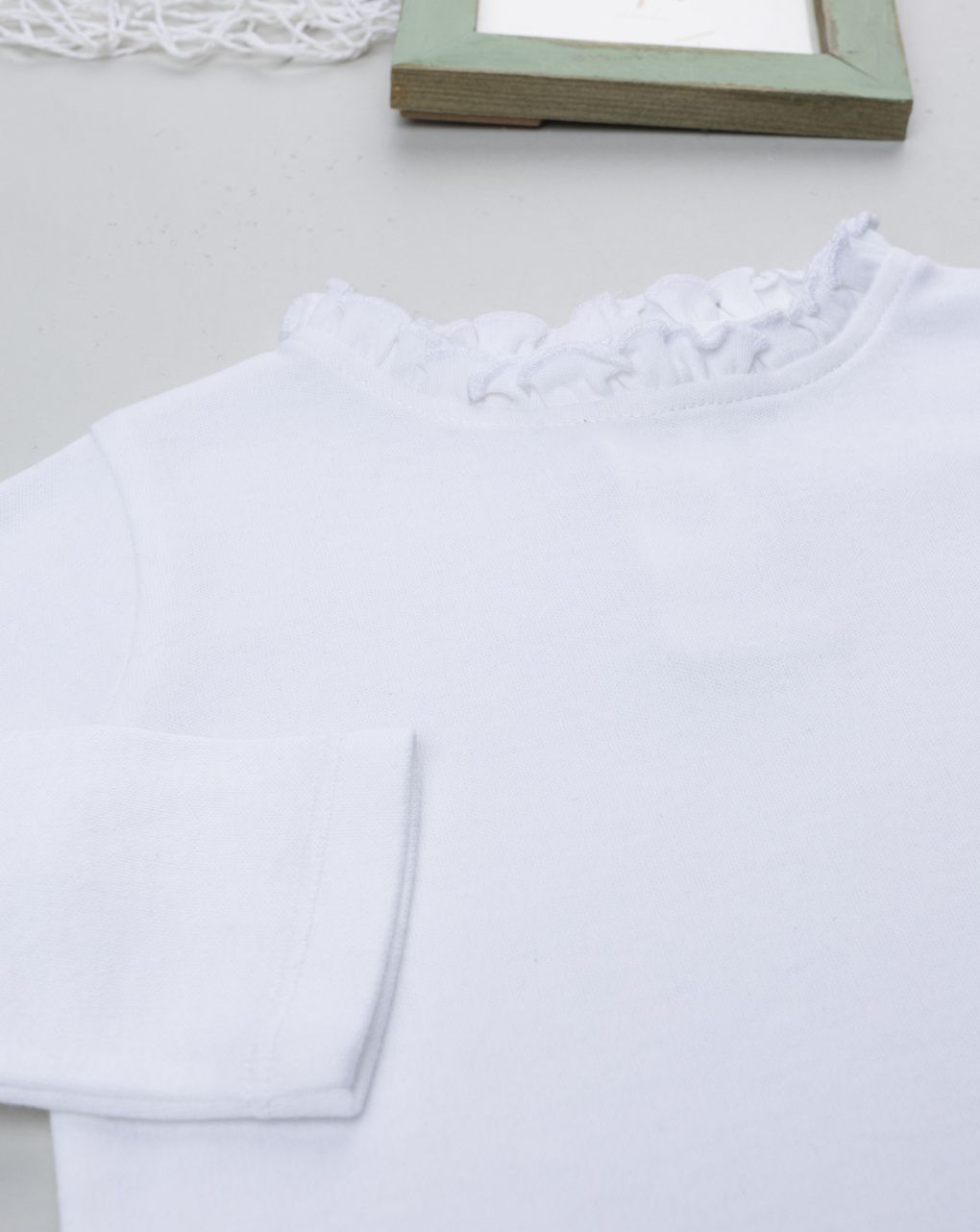 βρεφική μπλούζα λευκή με βολάν για κορίτσι - Prénatal