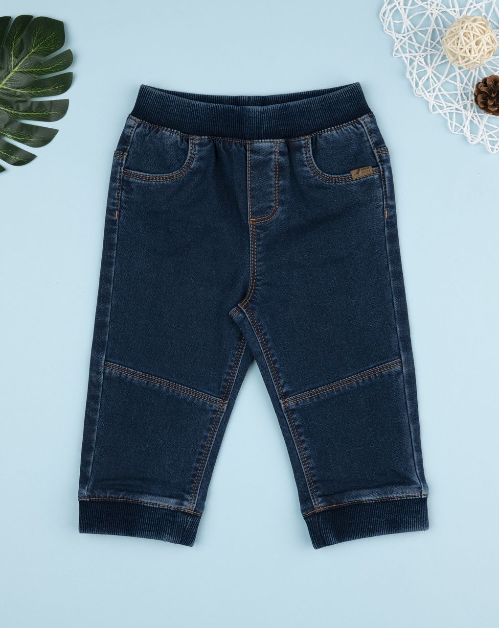 βρεφικό τζιν παντελόνι μπλε με λάστιχο για αγόρι