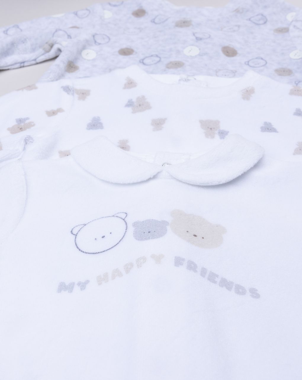 βρεφικά φορμάκια σενίλ με αρκουδάκια πακέτο x3 για αγόρι - Prénatal