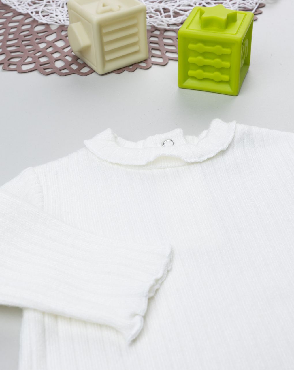 βρεφική μπλούζα λευκή ριμπ για κορίτσι - Prénatal