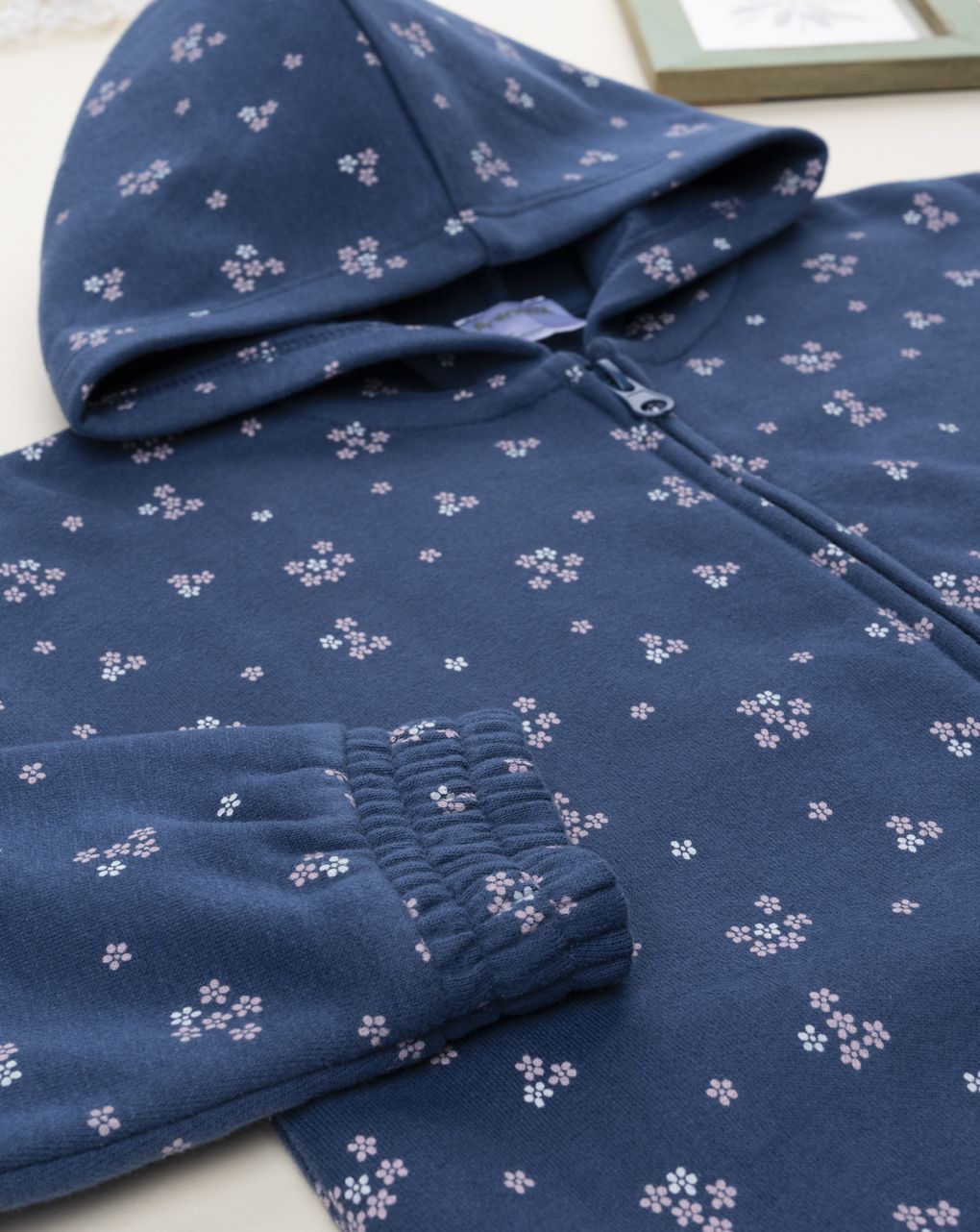 παιδική ζακέτα φούτερ μπλε φλοράλ για κορίτσι - Prénatal