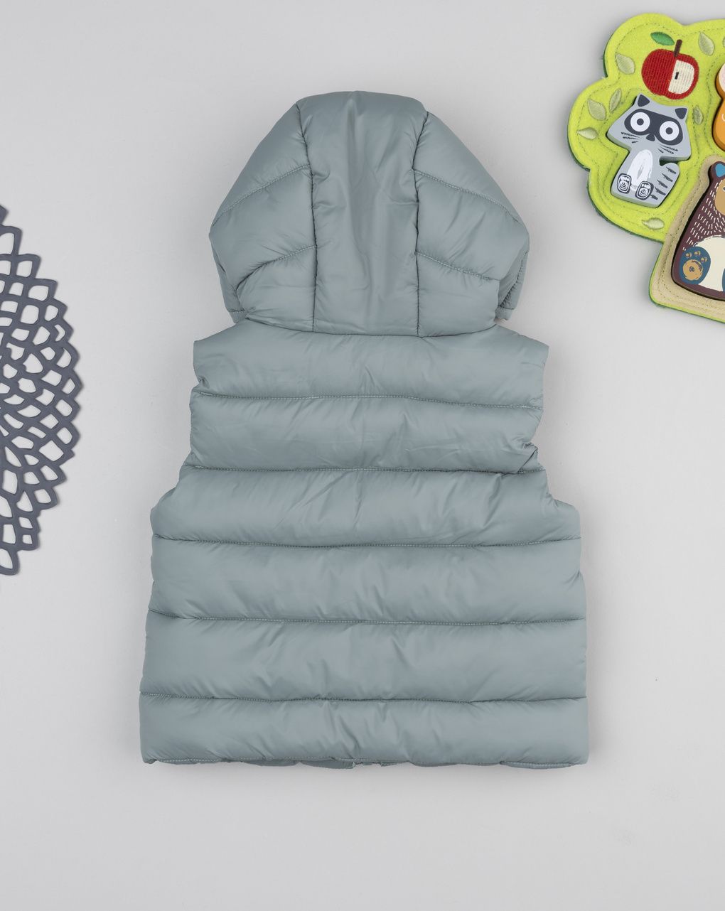 βρεφικό αμάνικο μπουφάν puffer λαδί dino για αγόρι - Prénatal