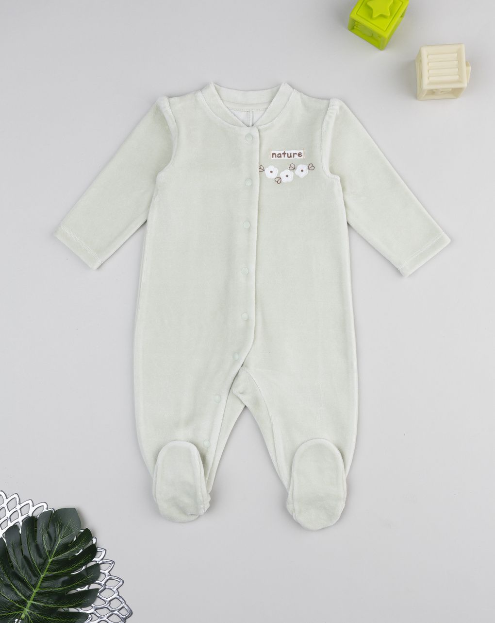 βρεφικό φορμάκι πράσινο σενίλ nature για κορίτσι