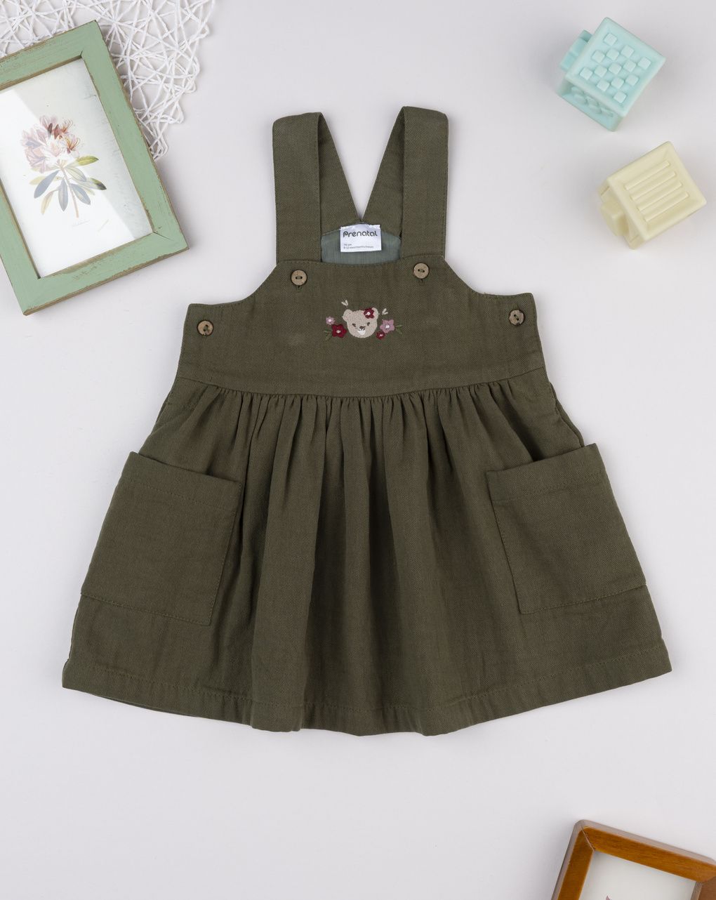 βρεφικό φόρεμα σαλοπέτα twill κυπαρισσί wood για κορίτσι