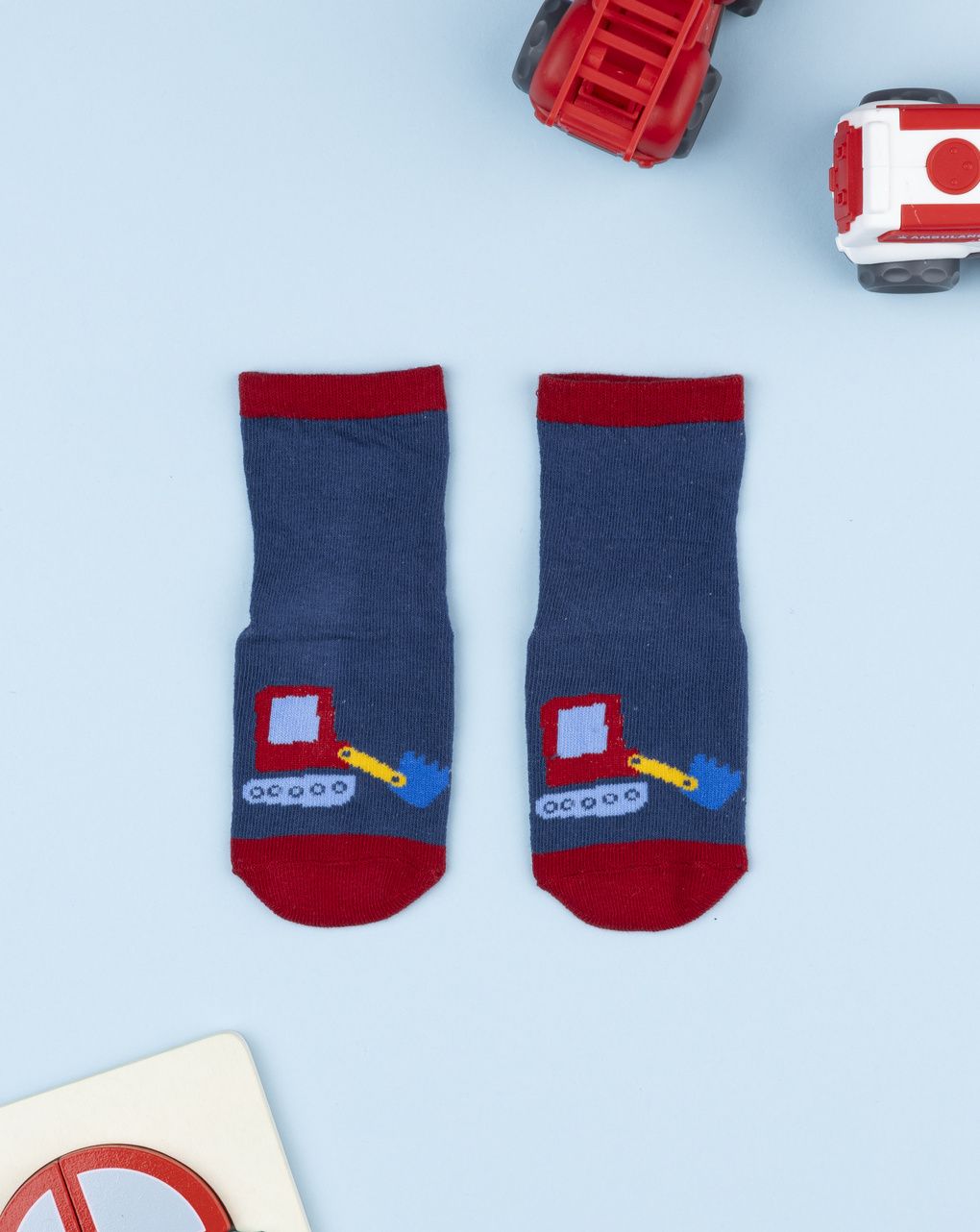 βρεφικές αντιολισθητικές κάλτσες με εκσκαφεά για αγόρι - Prénatal