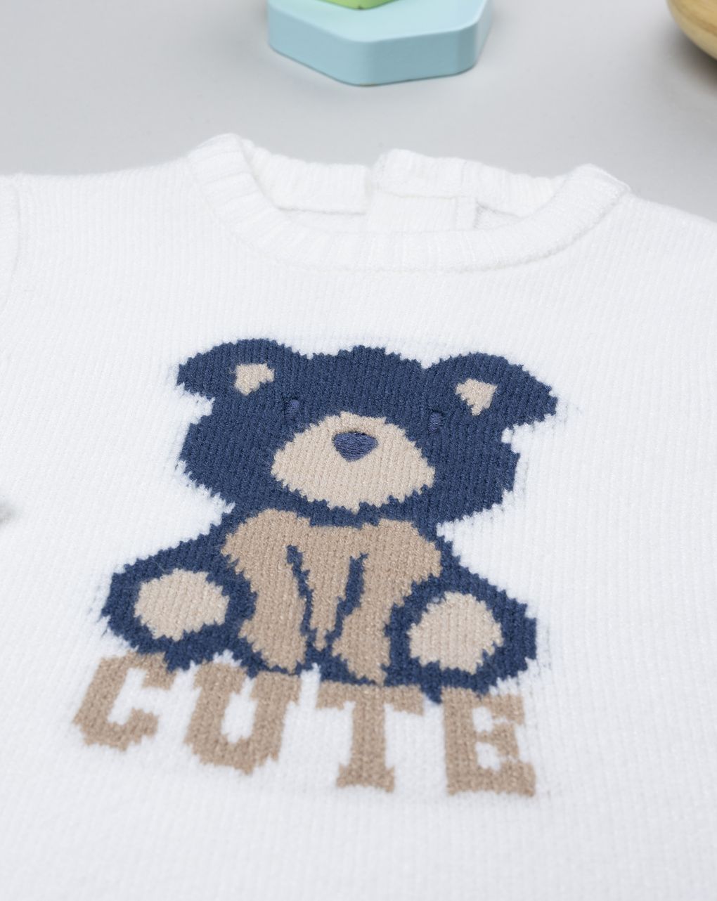 βρεφικό πουλόβερ λευκό cute για αγόρι - Prénatal