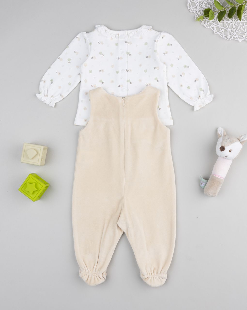 βρεφικό σετ μπλούζα και σαλοπέτα nature για κορίτσι - Prénatal