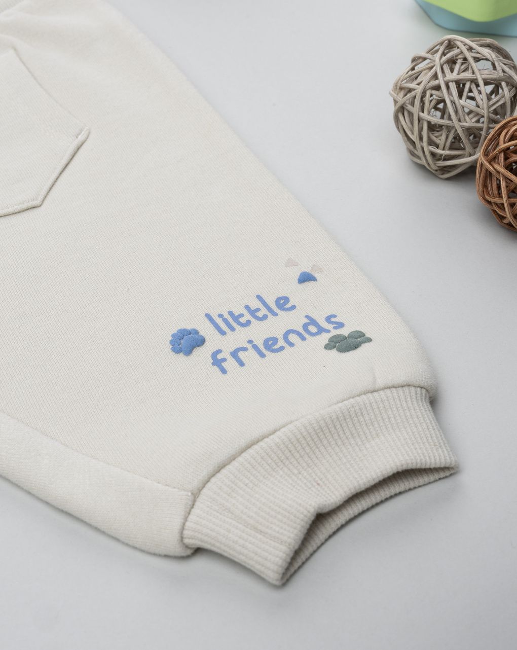 βρεφικό παντελόνι φόρμας μπεζ little friends για αγόρι - Prénatal