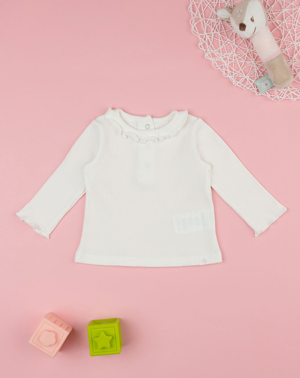 βρεφική μπλούζα λευκή ριμπ για κορίτσι