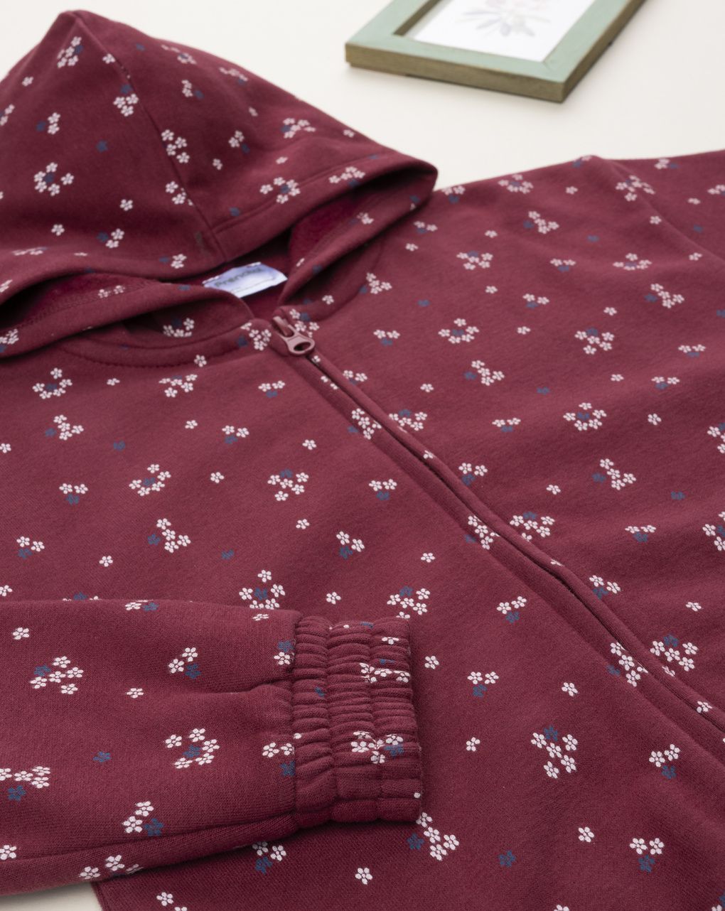 παιδική ζακέτα φούτερ μπορντώ φλοράλ για κορίτσι - Prénatal