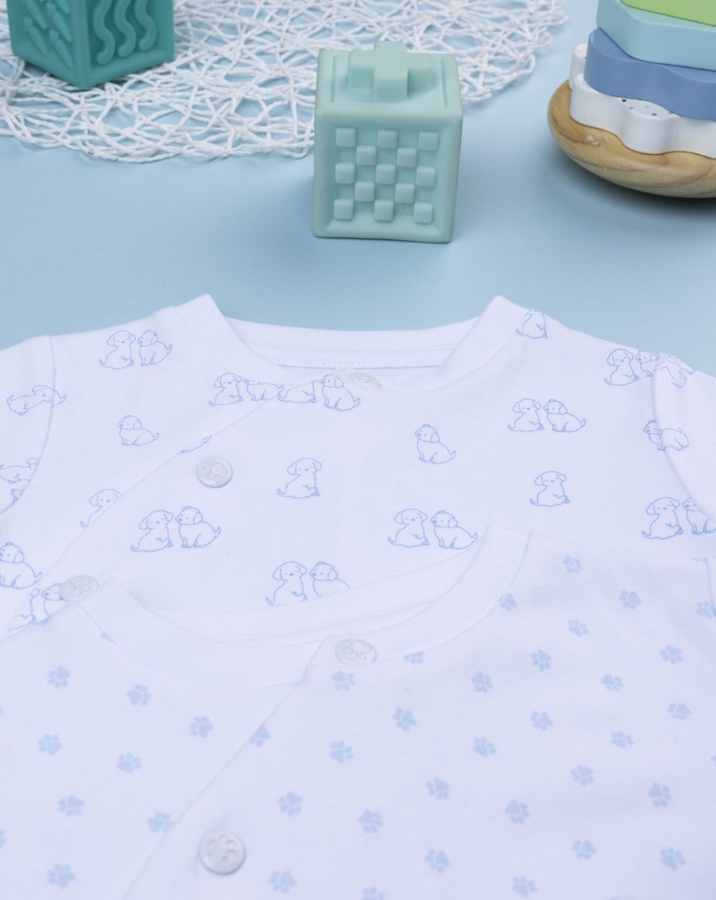 βρεφικά φορμάκια βαμβακερά με σκυλάκια πακέτο x3 για αγόρι - Prénatal