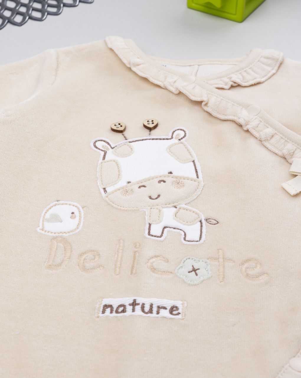 βρεφικό φορμάκι μπεζ σενίλ nature για κορίτσι - Prénatal