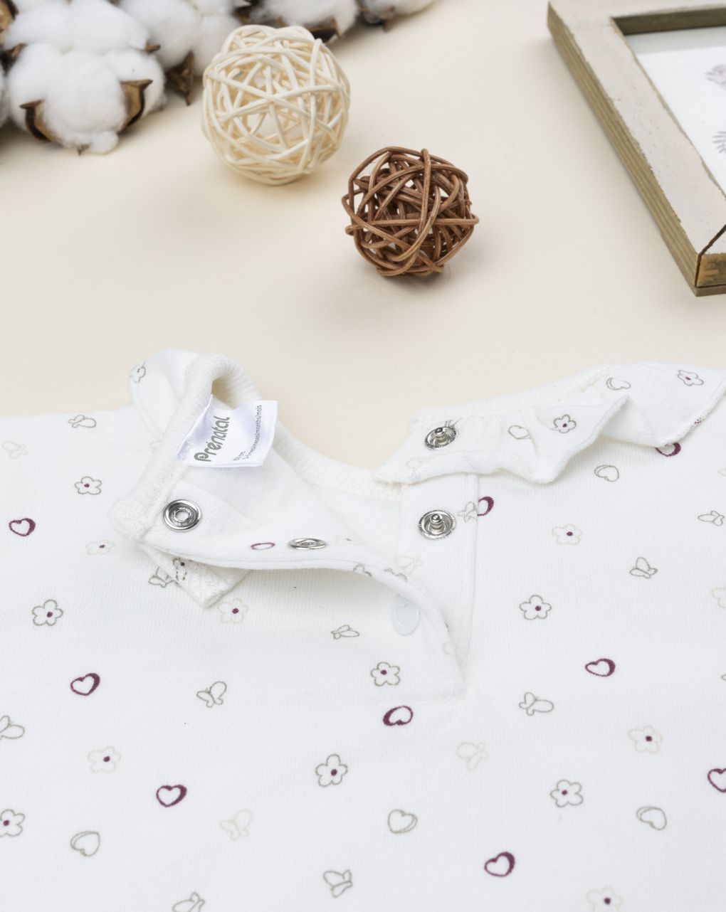 βρεφική μπλούζα φούτερ λευκή με καρδούλες για κορίτσι - Prénatal