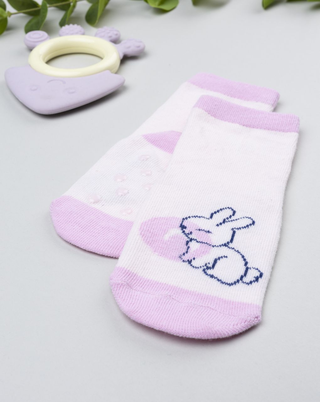 βρεφικές αντιολισθητικές κάλτσες με λαγουδάκι για κορίτσι - Prénatal