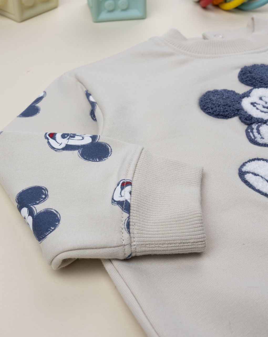 βρεφική μπλούζα φούτερ μπεζ mickey για αγόρι - Prénatal