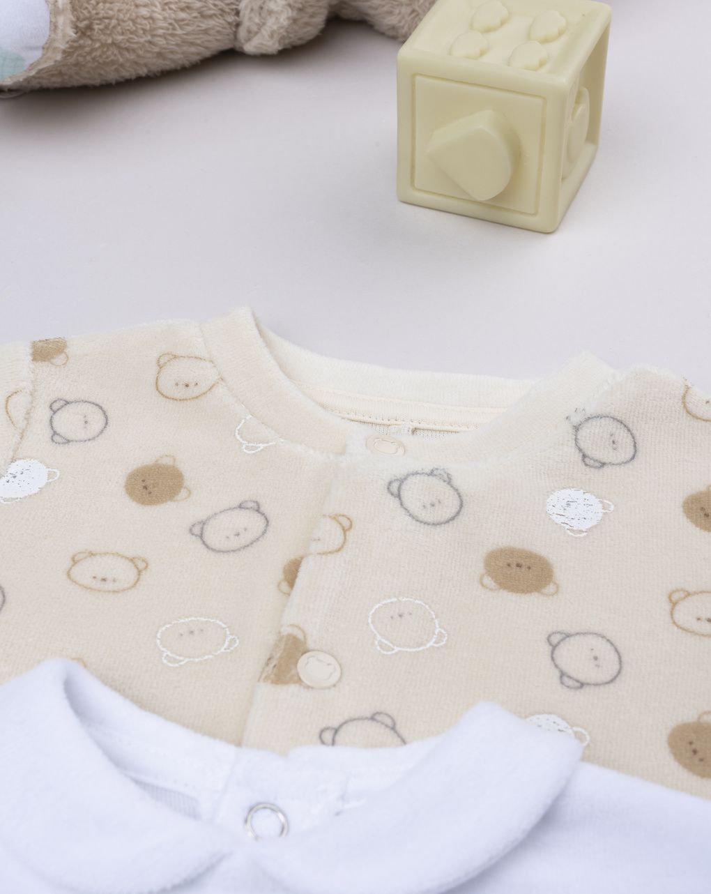 βρεφικά φορμάκια σενίλ με αρκουδάκια πακέτο x2 για αγόρι - Prénatal