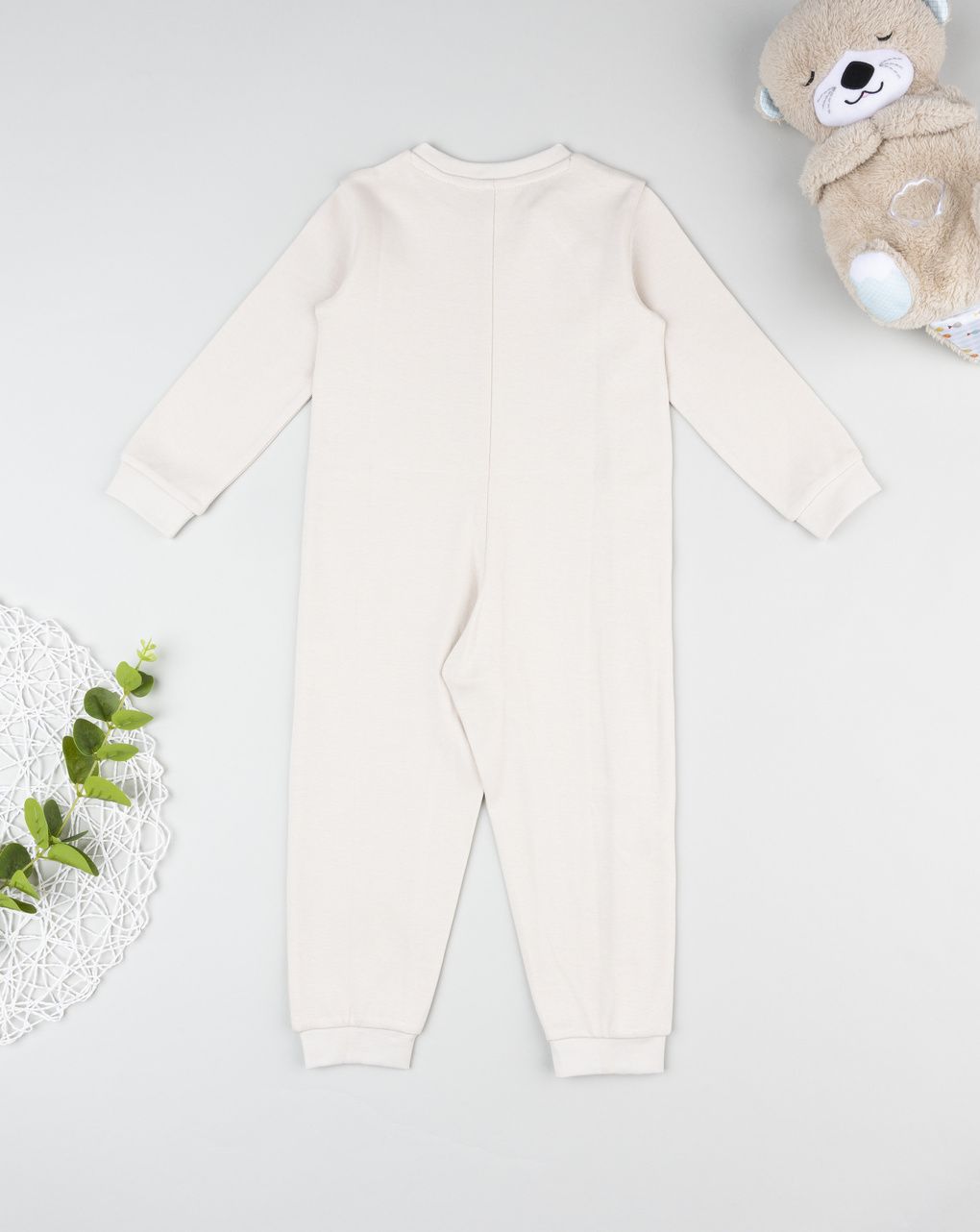 βρεφική ολόσωμη πιτζάμα μπεζ happy together για αγόρι - Prénatal