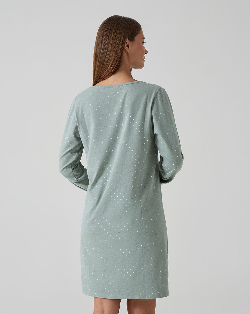 γυναικείο νυχτικό εγκυμοσύνης/θηλασμού πράσινο πουά - Prénatal