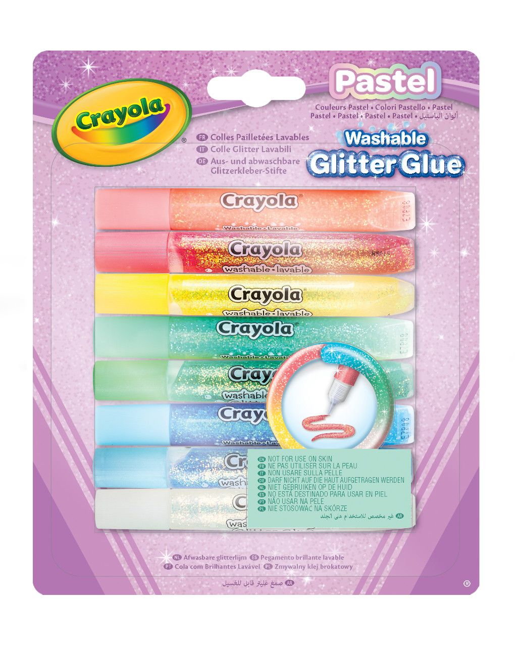 Crayola σετ πλενόμενη κόλλα με γκλίτερ 8τμχ pastel - Crayola