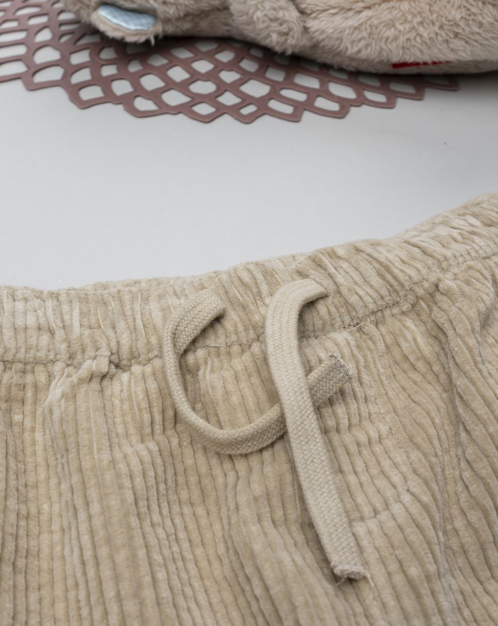 βρεφικό παντελόνι κοτλέ μπεζ με αρκουδάκι για αγόρι - Prénatal